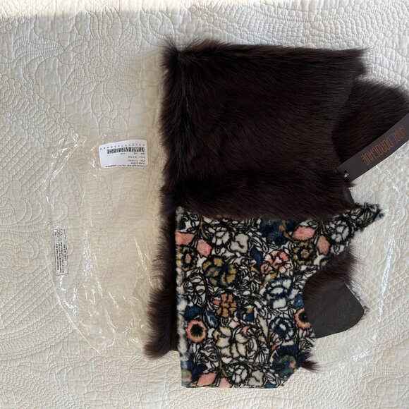 NWT Karl Donoghue shearling and velvet scarf - Picture 2 of 10